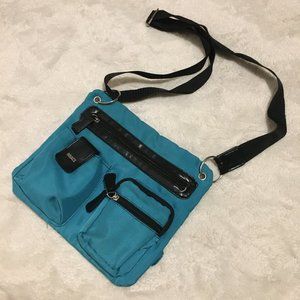 Retro Roots Ocean Blue Nylon Crossbody Bag